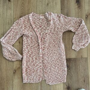 Cat & Jack | Rust and Cream Marled Open-Front Girls Cardigan | size L 10/12